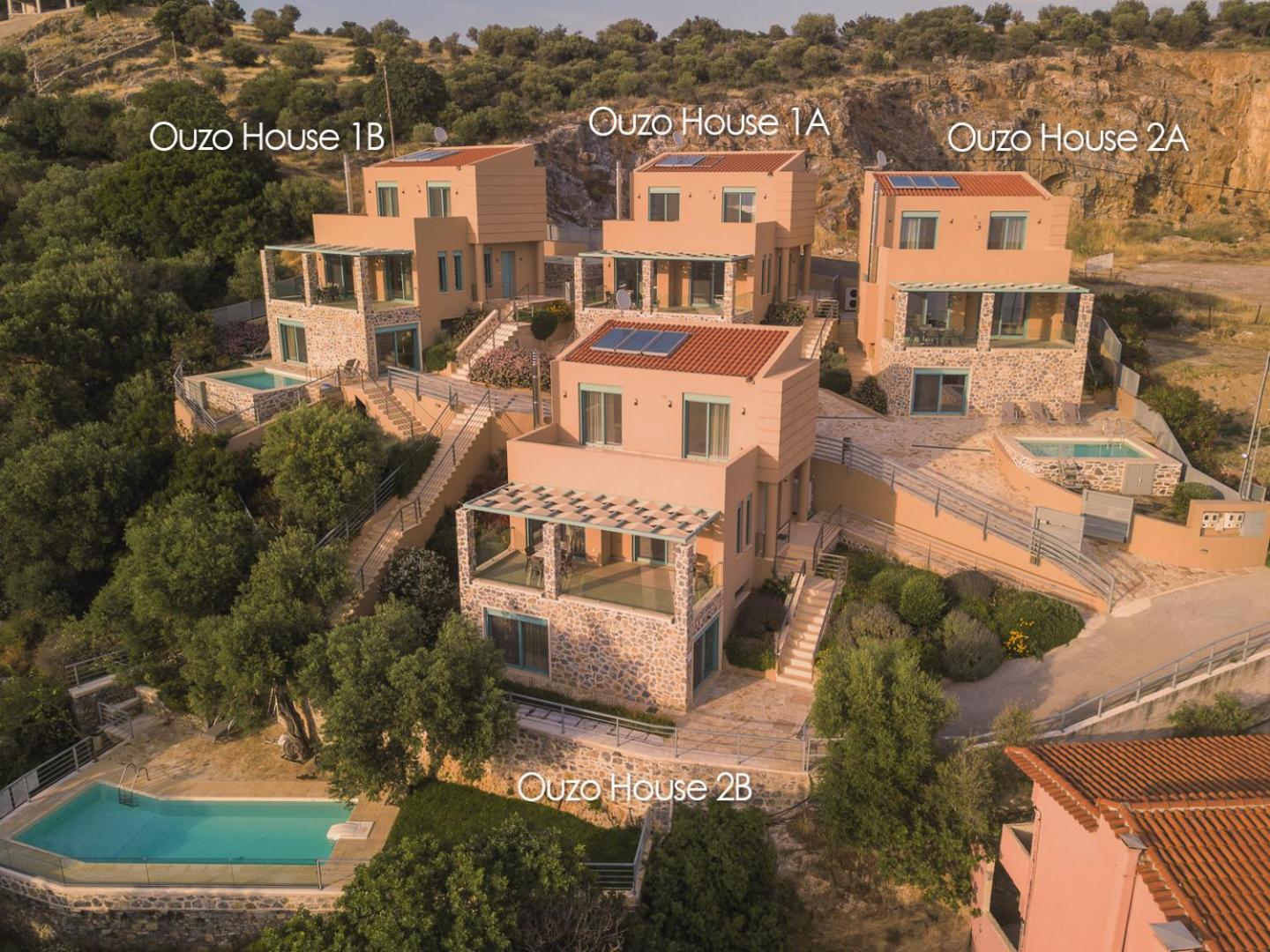Ouzo Panoramic Houses 1, With Private Pool 플로마리언 외부 사진